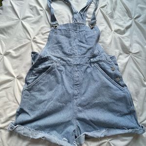 Pin stripe shorts overalls size large
